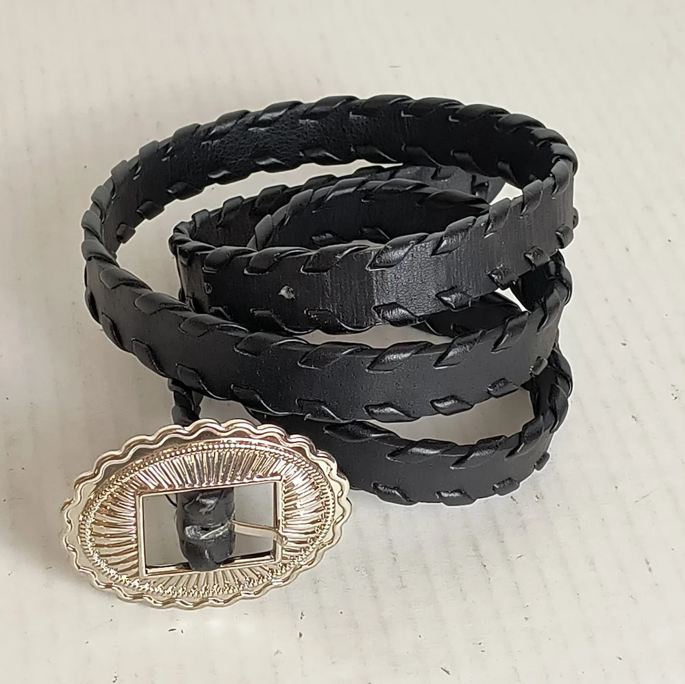 Western Concho Belt Black M/L Vegan Leather